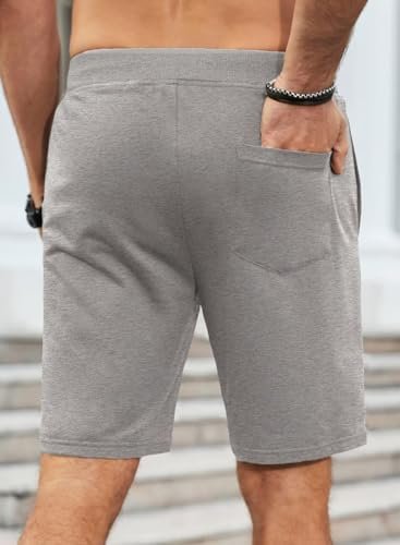 Mens Shorts Casual Cotton Elastic Waist Drawstring Summer Beach Workout Shorts with 3 Pockets