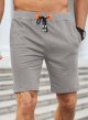 Mens Shorts Casual Cotton Elastic Waist Drawstring Summer Beach Workout Shorts with 3 Pockets