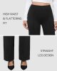 Wide Leg Dress Pants for Women Elastic High Waist Straight Leg Pants Business Casual Pull on Office Work Slacks